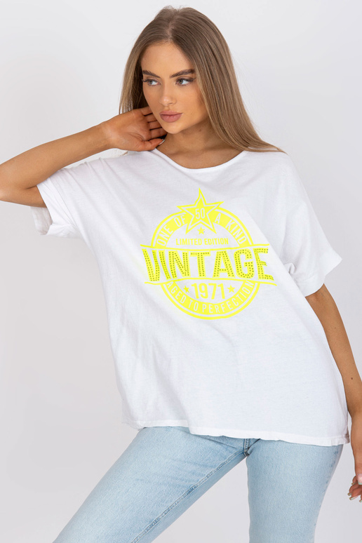 Bílé a žluté dámské tričko s aplikací...