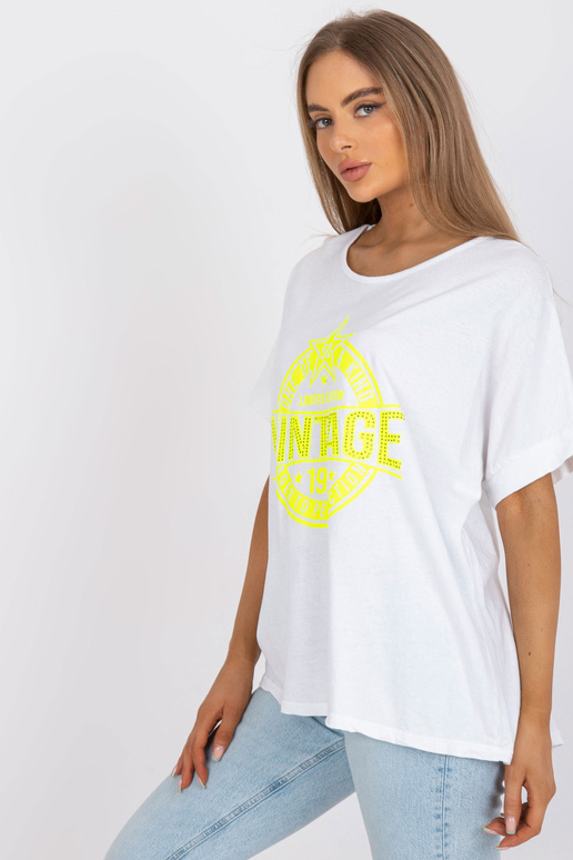 Bílé a žluté dámské tričko s aplikací...