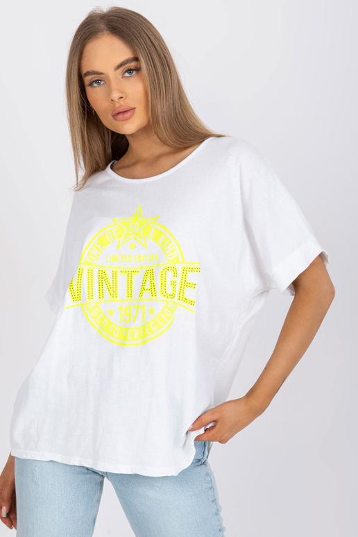 Bílé a žluté dámské tričko s aplikací...