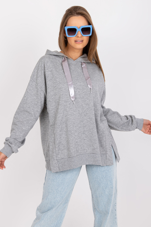 Bavlněná mikina s kapucí v šedé barvě...