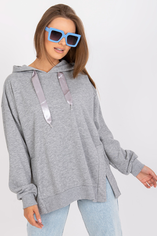 Bavlněná mikina s kapucí v šedé barvě...