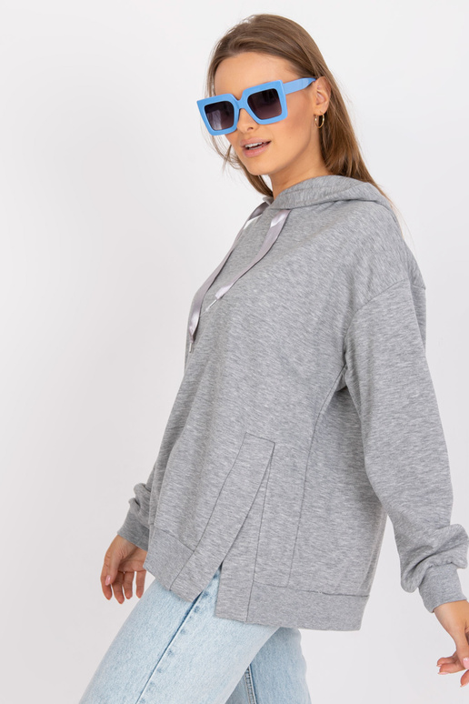 Bavlněná mikina s kapucí v šedé barvě...