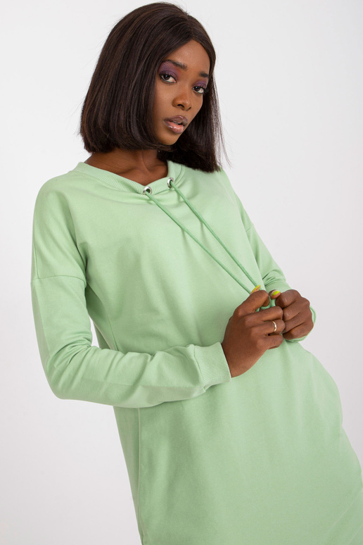 Pistáciové mikinové šaty s kapsami