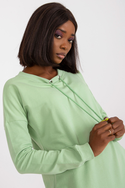 Pistáciové mikinové šaty s kapsami