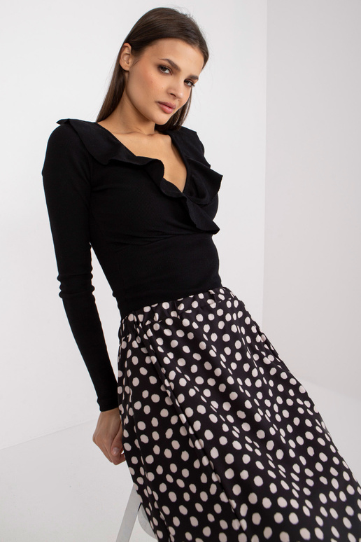 Černá žebrovaná ležérní halenka s...