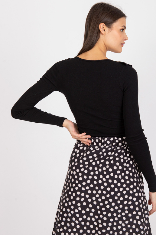 Černá žebrovaná ležérní halenka s...