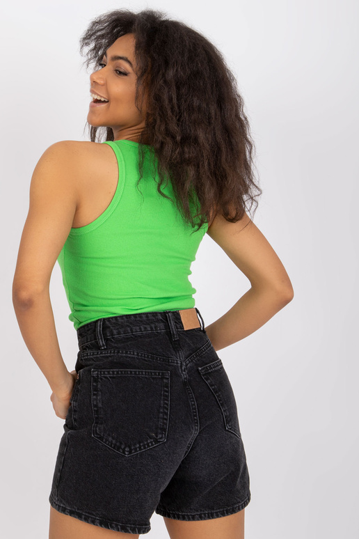 Světle zelený žebrovaný top na široká...