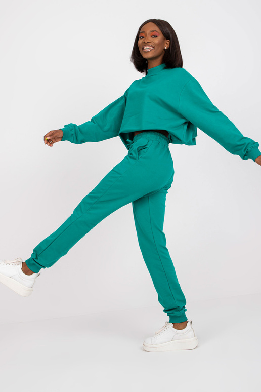 Tmavě zelené základní tepláky s...