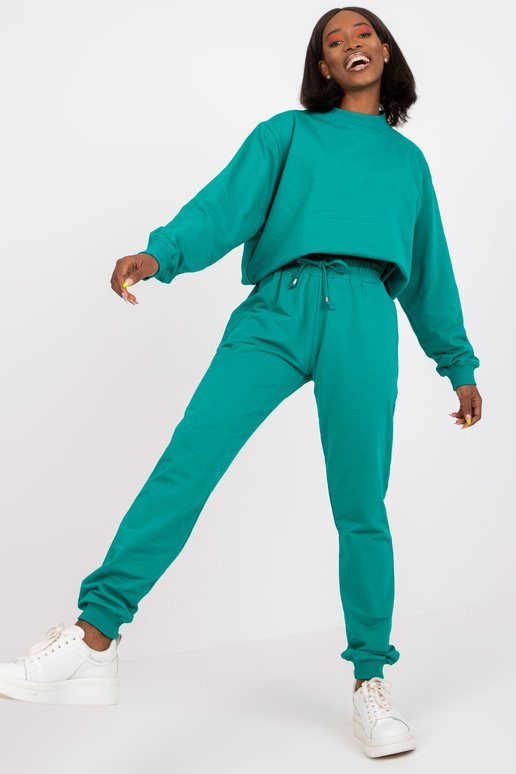 Tmavě zelené základní tepláky s...