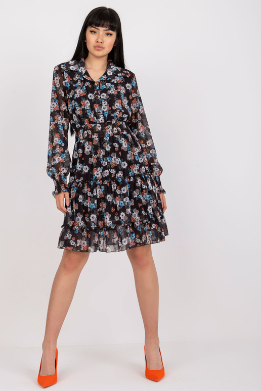 Dámské černé minišaty s květinovým...