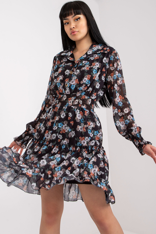 Dámské černé minišaty s květinovým...