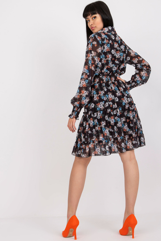 Dámské černé minišaty s květinovým...