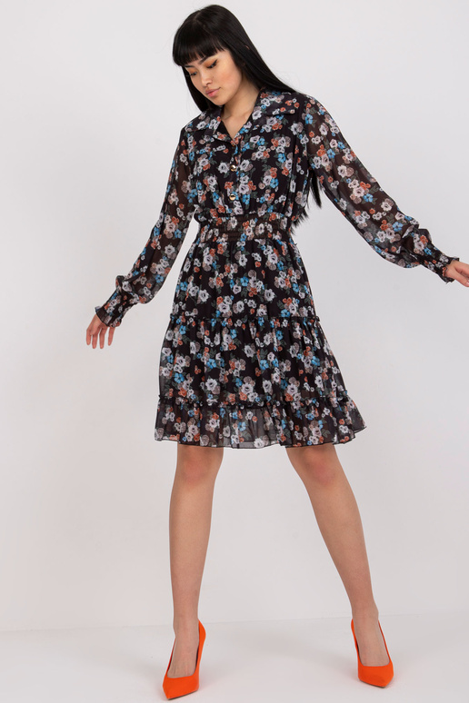 Dámské černé minišaty s květinovým...
