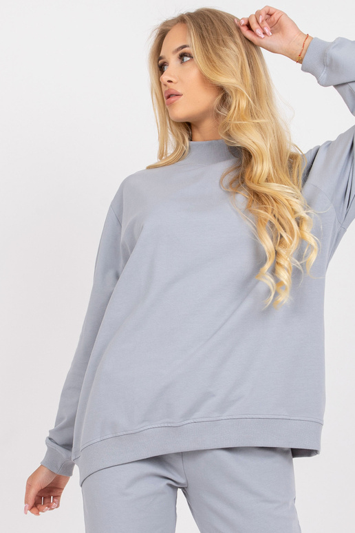 Šedá mikina basic oversize s dlouhým...