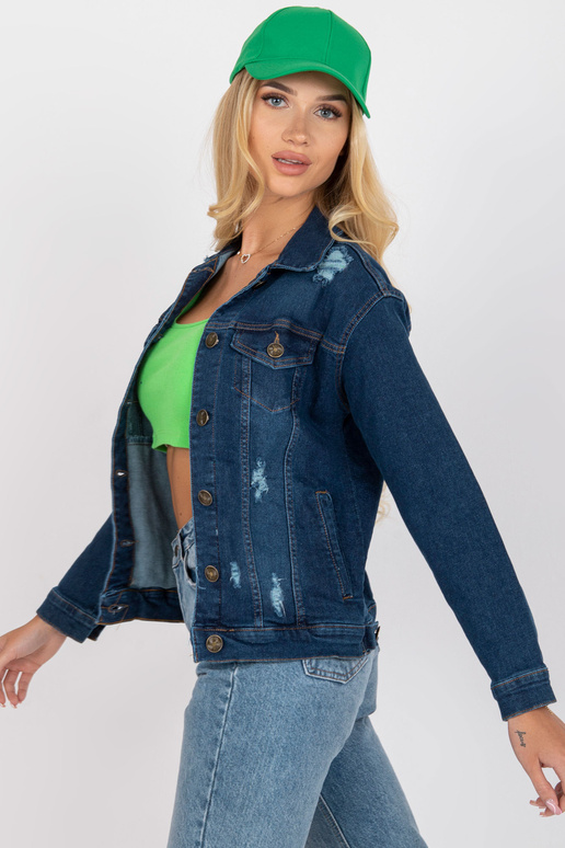 Tmavě modrá dámská džínová bunda s...