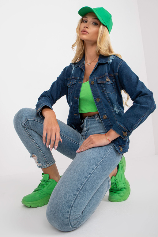 Tmavě modrá dámská džínová bunda s...