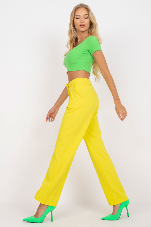 Žluté látkové kalhoty RUE PARIS s...