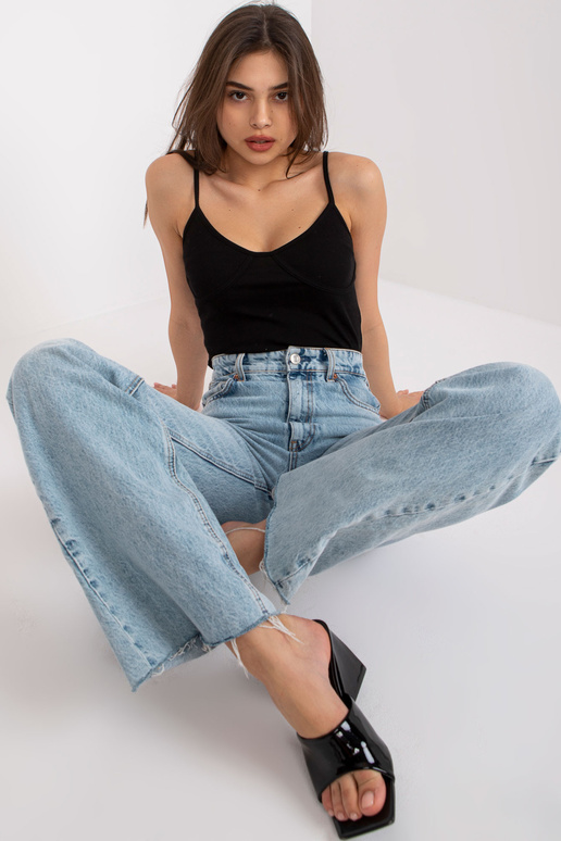 Černý žebrovaný bavlněný top Alla OCH...