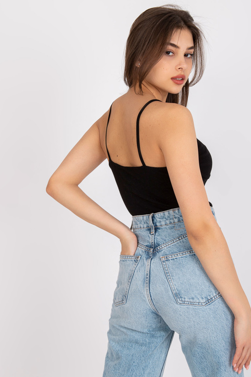 Černý žebrovaný bavlněný top Alla OCH...