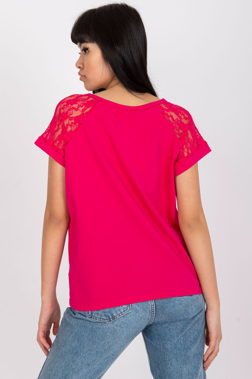 Fuchsiová halenka s krajkou na...