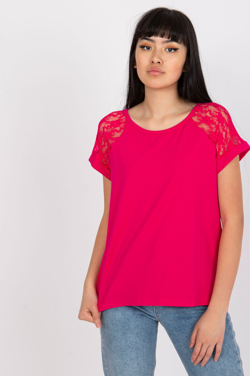 Fuchsiová halenka s krajkou na...