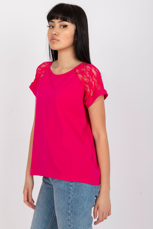 Fuchsiová halenka s krajkou na...