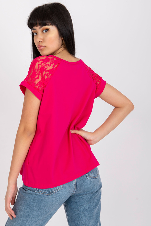 Fuchsiová halenka s krajkou na...