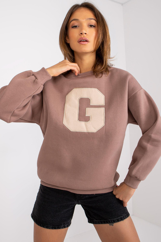 Hnědá mikina s kulatým výstřihem...