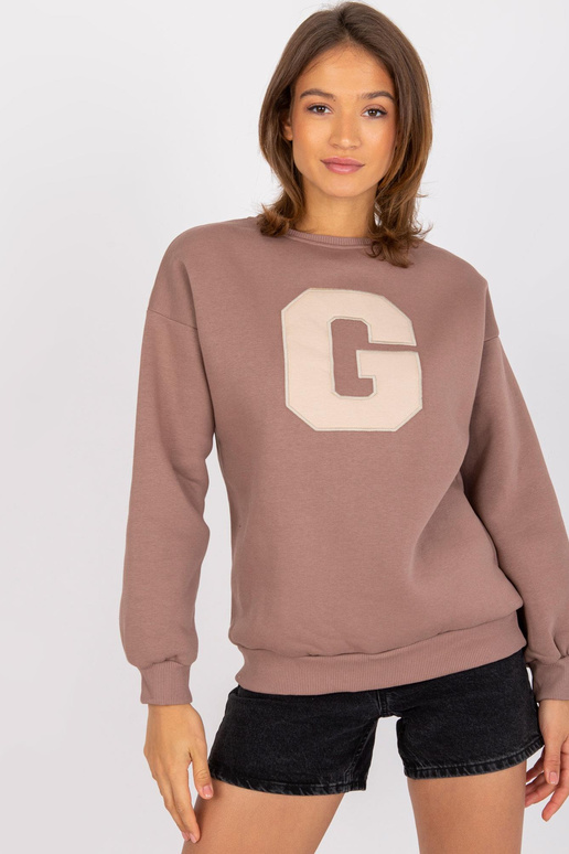 Hnědá mikina s kulatým výstřihem...