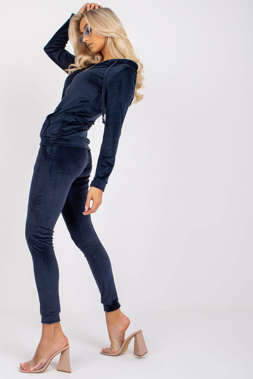 Tmavě modrý velurový set s kapucí Ilaria