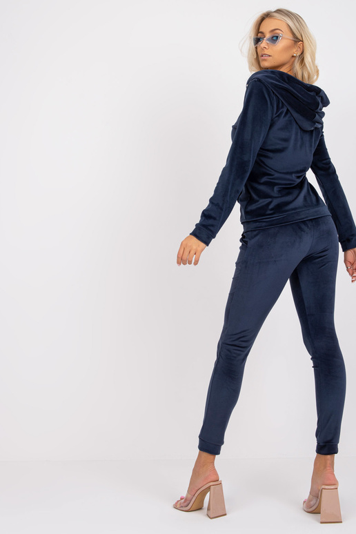 Tmavě modrý velurový set s kapucí Ilaria