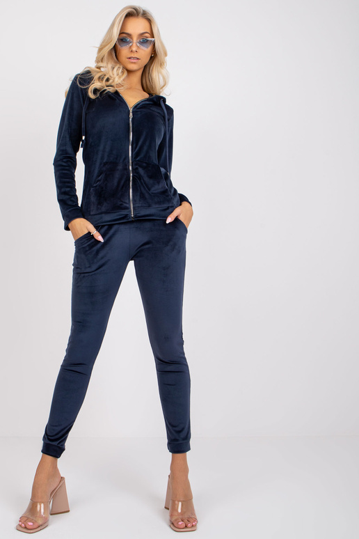 Tmavě modrý velurový set s kapucí Ilaria