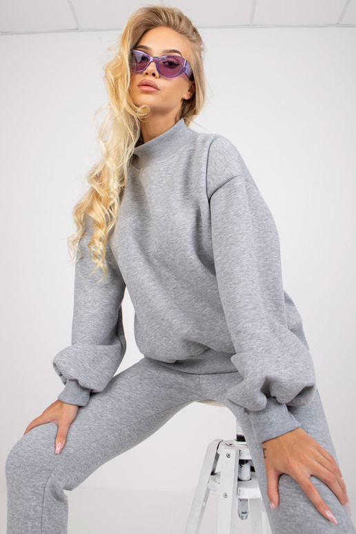 Šedá melanžová mikina se stojáčkem