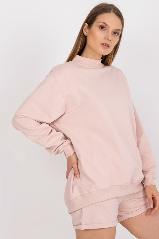 Základní bavlněná mikina světle růžová