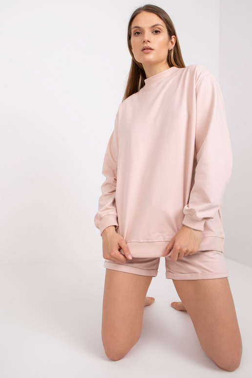 Základní bavlněná mikina světle růžová