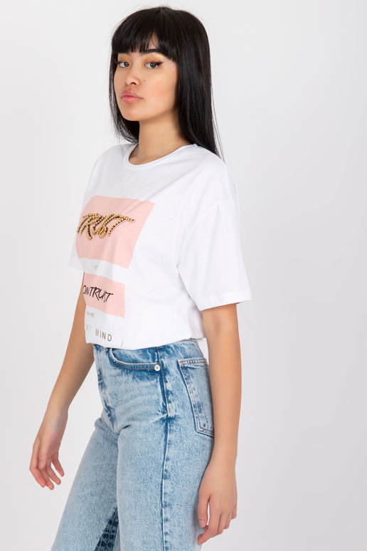 Bílé oversize tričko s nášivkou a... Bílé oversize tričko s nášivkou a...