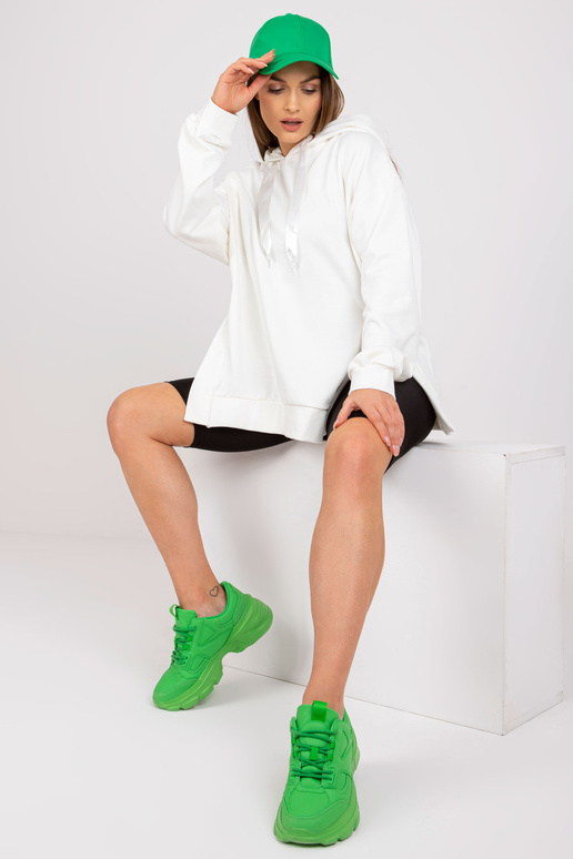 Bavlněná ecru mikina basic s kapucí