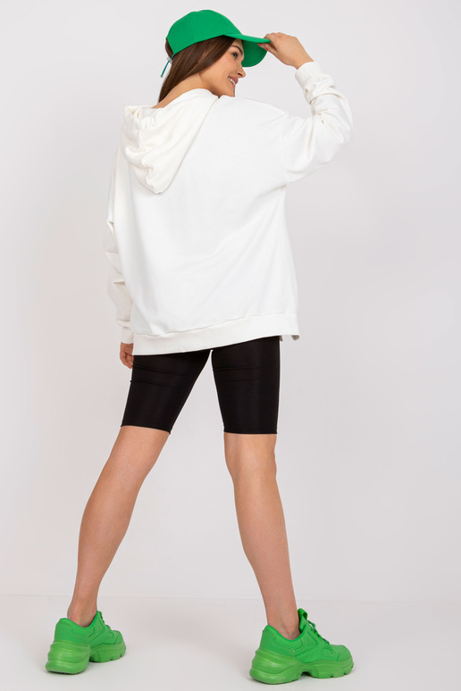 Bavlněná ecru mikina basic s kapucí