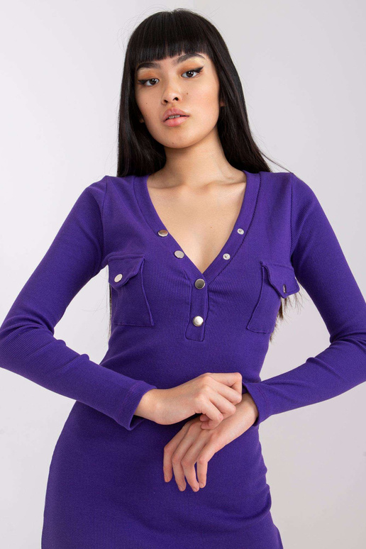 Tmavě fialové žebrované šaty Sophie...