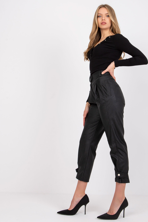 Černé koženkové kalhoty Virginia