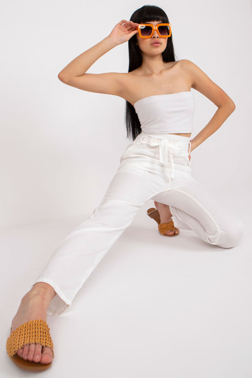 Ecru dámské látkové kalhoty...