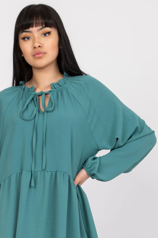 Mořské šaty s volánem a dlouhým rukávem