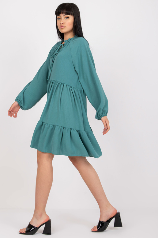 Mořské šaty s volánem a dlouhým rukávem