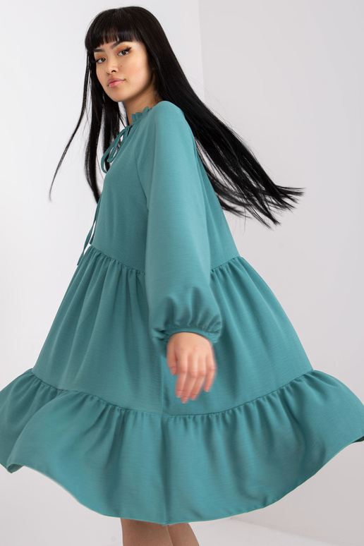 Mořské šaty s volánem a dlouhým rukávem