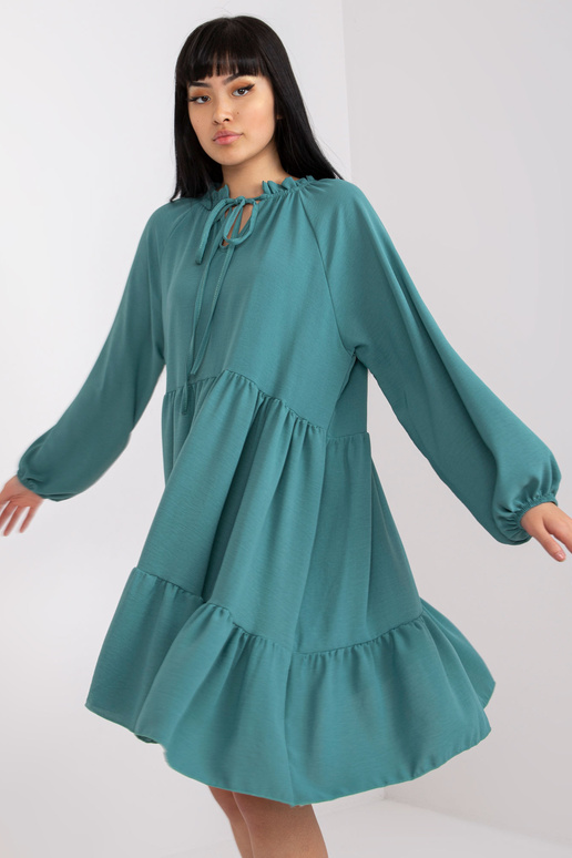 Mořské šaty s volánem a dlouhým rukávem