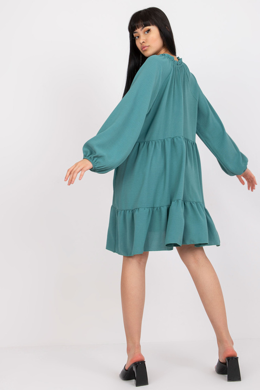 Mořské šaty s volánem a dlouhým rukávem