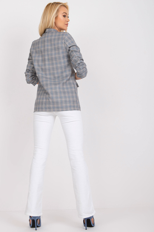 Šedomodrý dámský kostkovaný sako... Šedomodrý dámský kostkovaný sako...