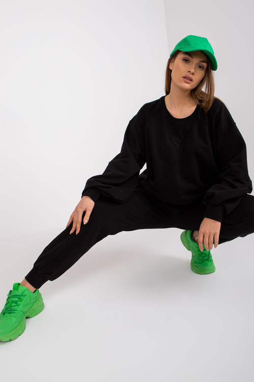 Černá bavlněná mikina s vysokým pasem...