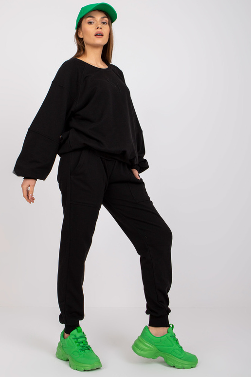 Černá bavlněná mikina s vysokým pasem...