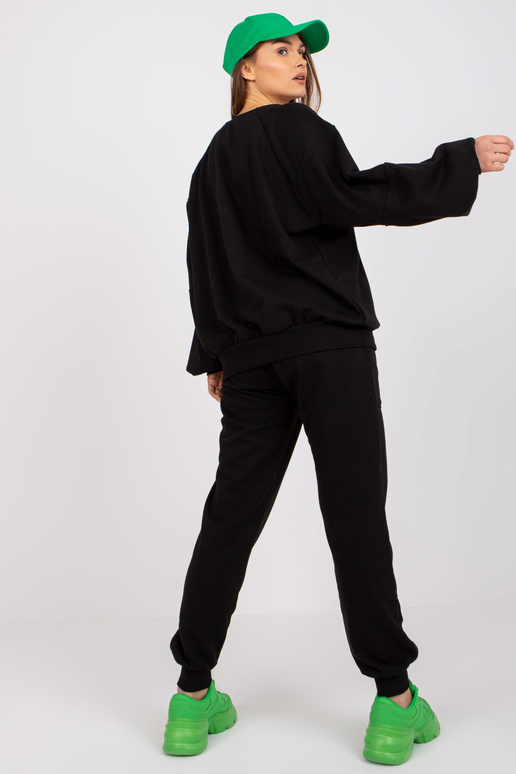 Černá bavlněná mikina s vysokým pasem...